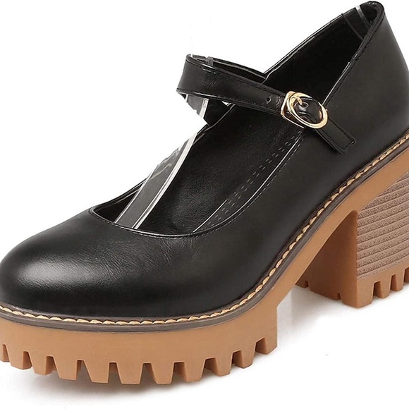 MIA NATANIA LUG SOLE MARY JANE SHOES BLACK NWOT SZ 8.5 - Picture 8 of 16